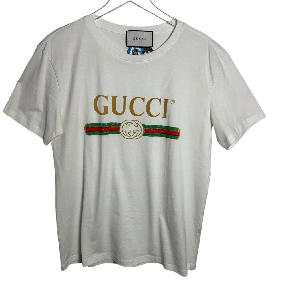Gucci womens oversized white logo tee with embroidery size Large - Picture 5 of 9